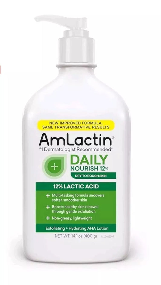 AmLactin Daily Moisturizing Body Lotion for Smooth, Nourished Skin, Cream Formula, Paraben-Free 14.1 oz (400g) - Body Care